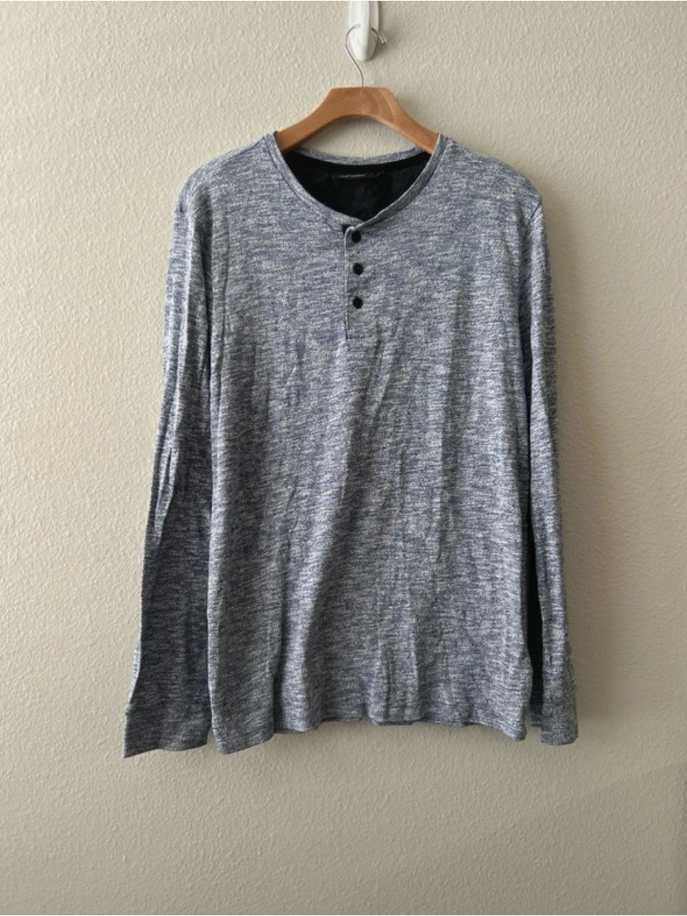 Marc Anthony Long-Sleeve Heather off  blue Henley Shirt